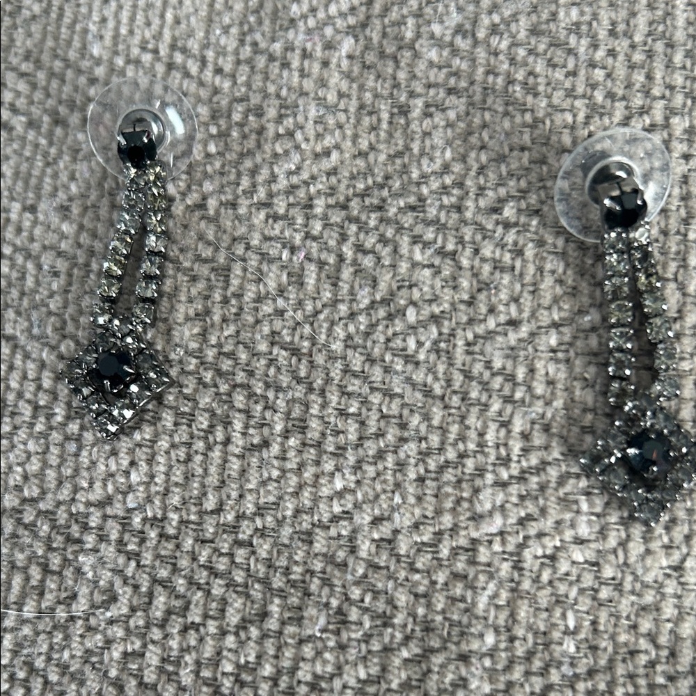 Elegant Black and Silver Drop Earrings